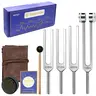 Tuning Fork Set – 128hz 432hz 512hz 528hz, Weighted and Unweighted Frequency Tools, Aluminium Percussion Instrument, Yoga, Meditation, Chakra, Gift Idea