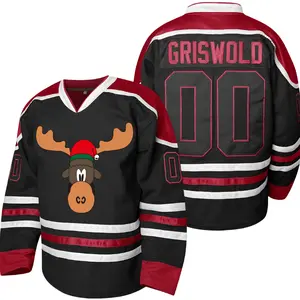 BlackFriday Griswold Moose Clark# 00 Christmas Hockey Jersey – X-Mas Vacation Stitched Letters & Numbers, Fan Apparel, Breathable Polyester,