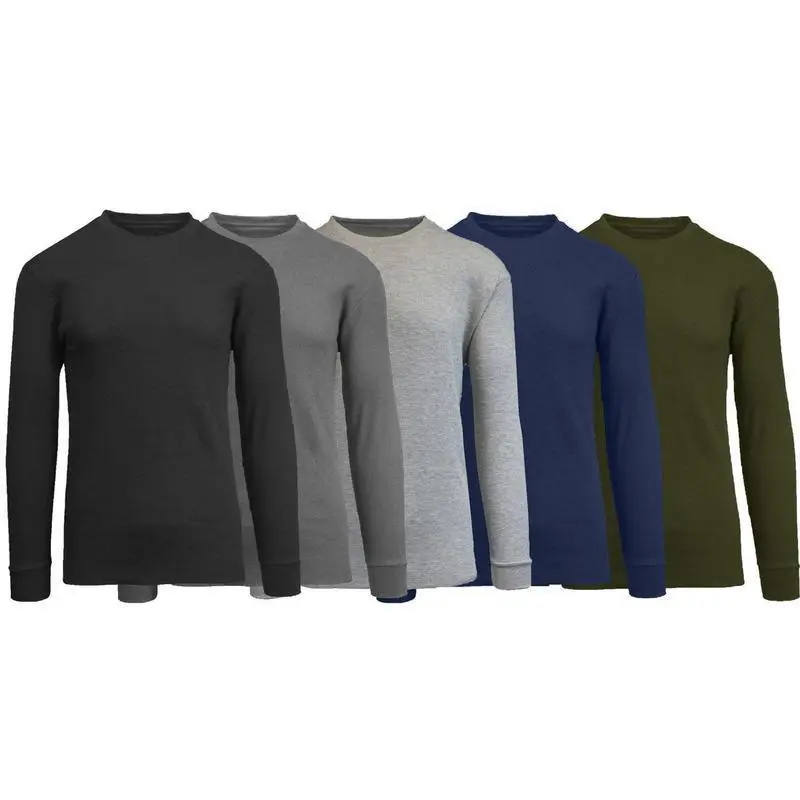 5-Pack Men's Waffle-Knit Long Sleeve Crew Neck & Henley Thermal Shirts 5-Pack Men's Waffle-Knit Long Sleeve Crew Neck & Henley Thermal Shirts