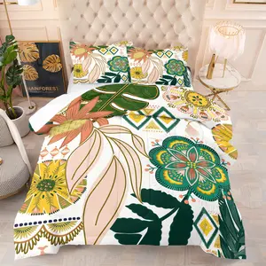 Advanced plant series printed pattern bedding set, including 1 blanket and 1 or 2 pillowcases without pillowcases, soft adult bedroom decoration gift