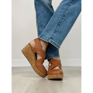 Corkys Case Closed Wedges in COGNAC SMOOTH