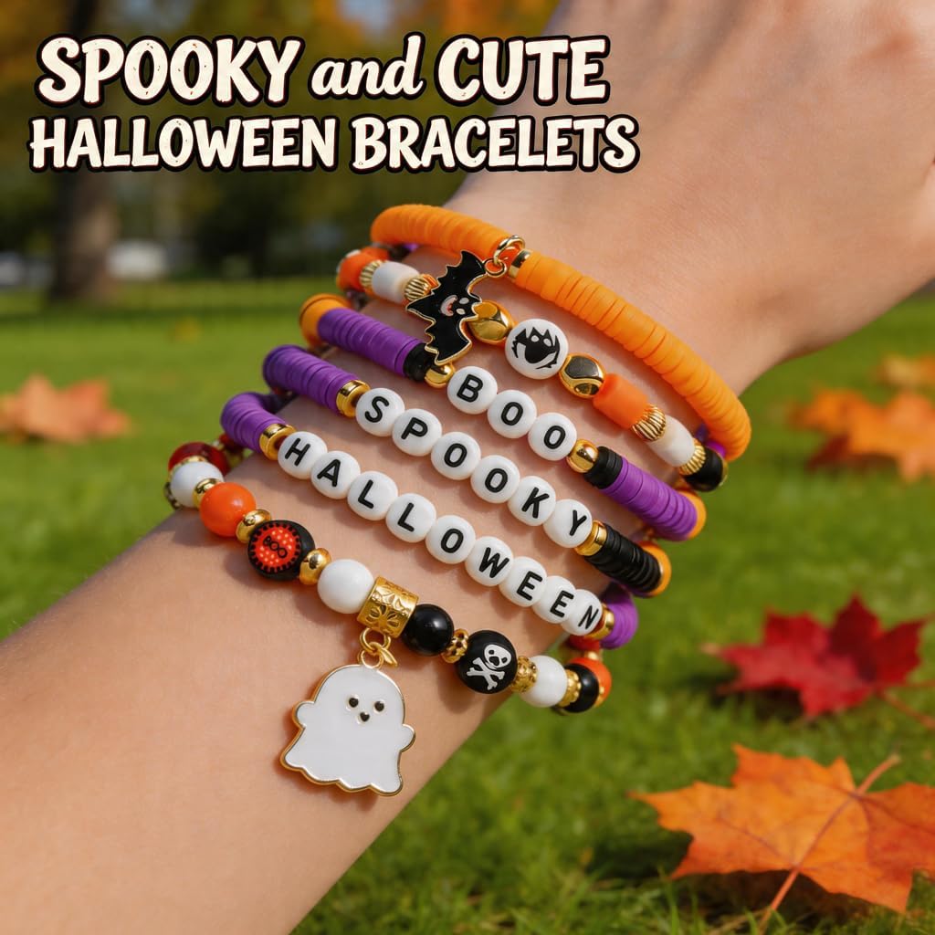 Halloween Party Favors 6 Pack Halloween Bracelets for Kids Halloween Toys and Treats Party Favor Gifts Goodie Bag Fillers Halloween Crafts & Party Supplies for Boys & Girls