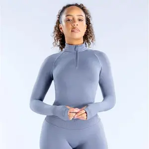 DFYNE Half-Zip Quick-Drying Top, Breathable and Fitted Fitness Wear, Women's Running Sports Clothing