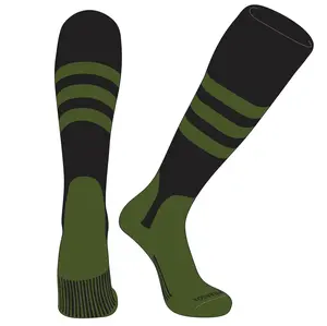 PEAR SOX OTC Baseball Softball Stirrup Socks (A, 5in) Black, Military Green