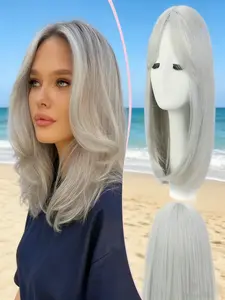 ✨Ash Blonde Silver Hair Topper with Fringe! Flawless Root Cover, Lightweight & Breathable. Natural Movement No One Notices, All-Day Comfort. Best for Thin Hair💖 #HairExtensions #HairHacks