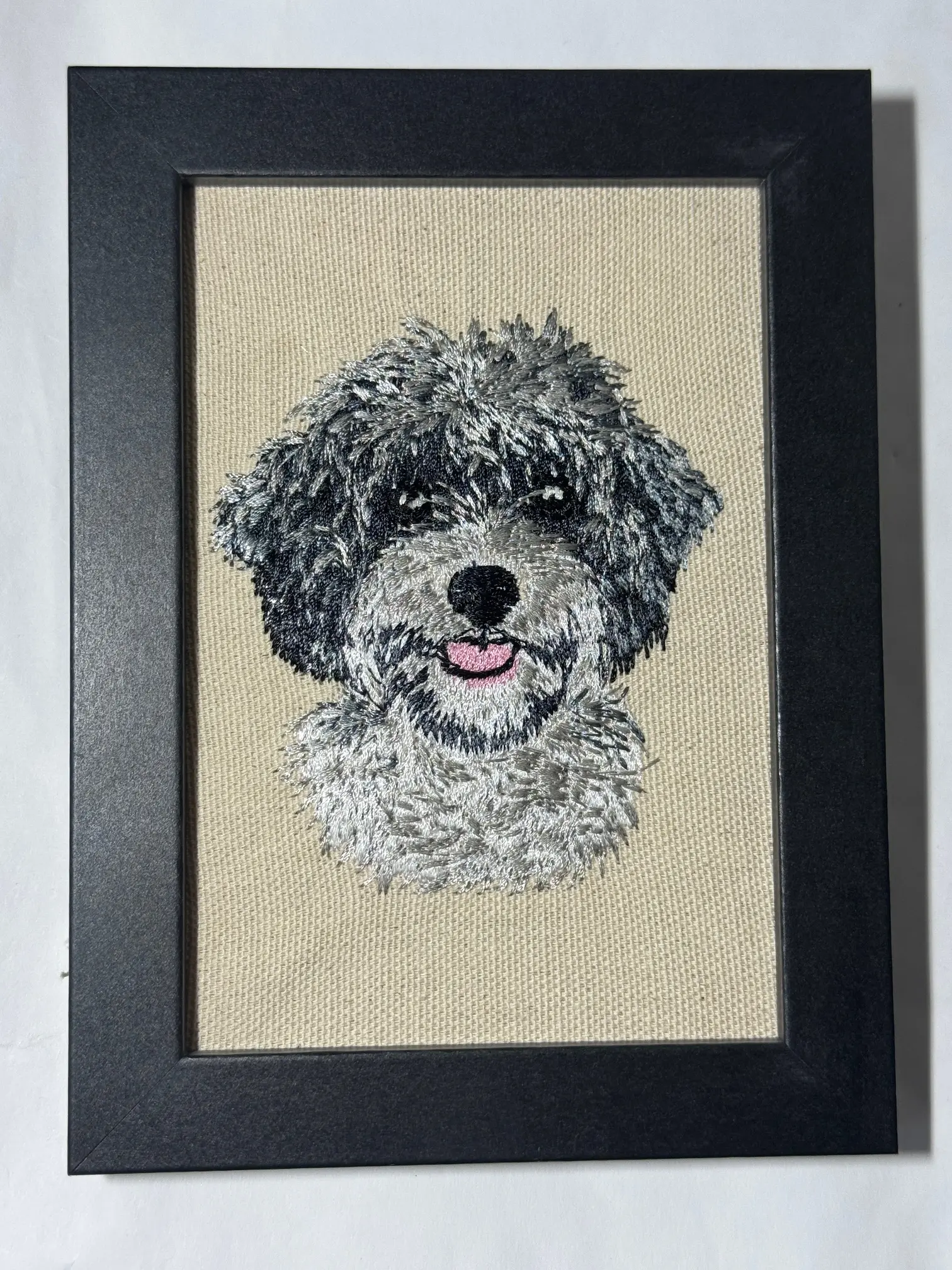 Doodle Cavachon Dog Breed Machine-Embroidered Framed Plaque, Unique Canine Charm Home Decor Tabletop Desktop Sign for Home or Office, Other Designs & Breeds Available