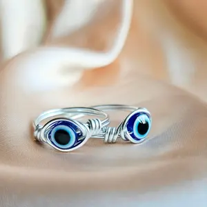 EVIL EYE | Silver Handmade Wire-Wrapped Ring