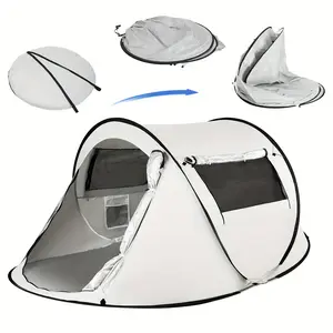 1~2 Person No Setup Pop Up Tent, Portable No Setup Boat Tent, Sunscreen Mosquito Resistant Ventilated Breathable Fabric, Beige High Color 3 Minutes Quick Assembly, Preferred Gear for Outdoor Activities, Shipped from the US