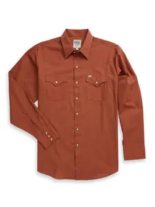 Men's Ely Cattleman Long Sleeve Solid Rust Western Shirt