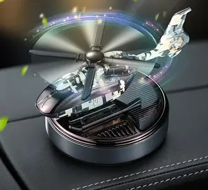 Car Solar Air Freshener Automatic Rotation Essential Oil Diffuser Dashboard Camouflage Helicopter Ornaments Remove Odor