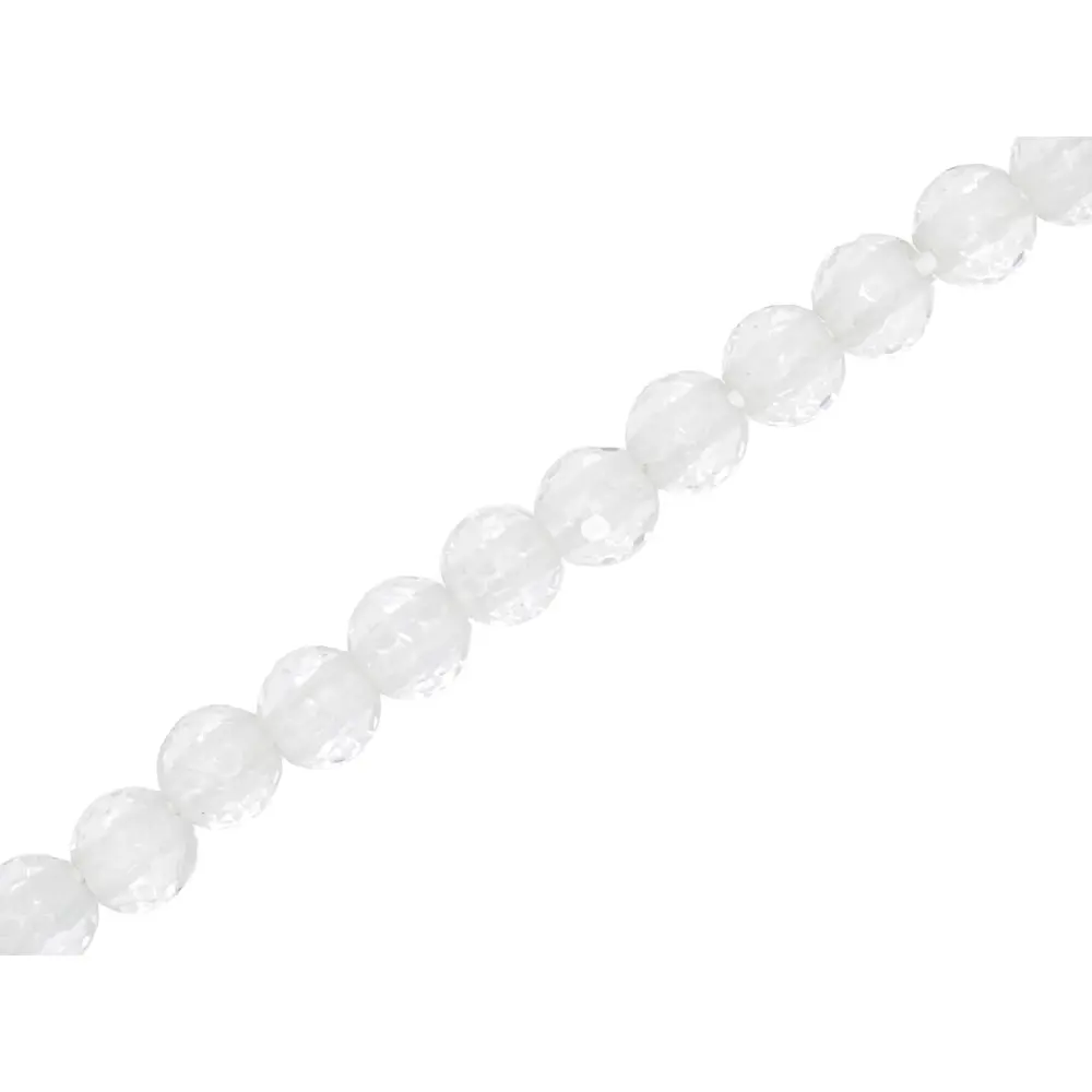 JTV Crystal Quartz 6mm Faceted Round Large Hole Bead Strand Approximately 8" in Length