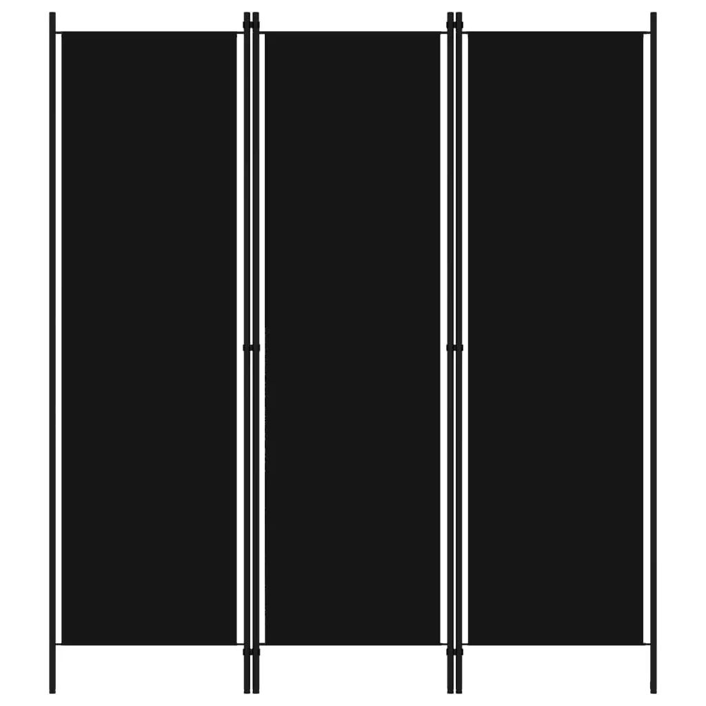 vidaXL Room Divider, 3 Panel Folding Privacy Screen for Room Separation, Freestanding Room Divider for Office, Industrial Modern Style, Black 320718