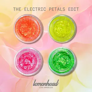 Electric Petals Edit | Glitter Identity Series | 4-Piece Mini Glitter Set with Pastel Neon Glow, UV-Reactive Sheer Glitter, Festival & Summer Makeup by Lemonhead LA