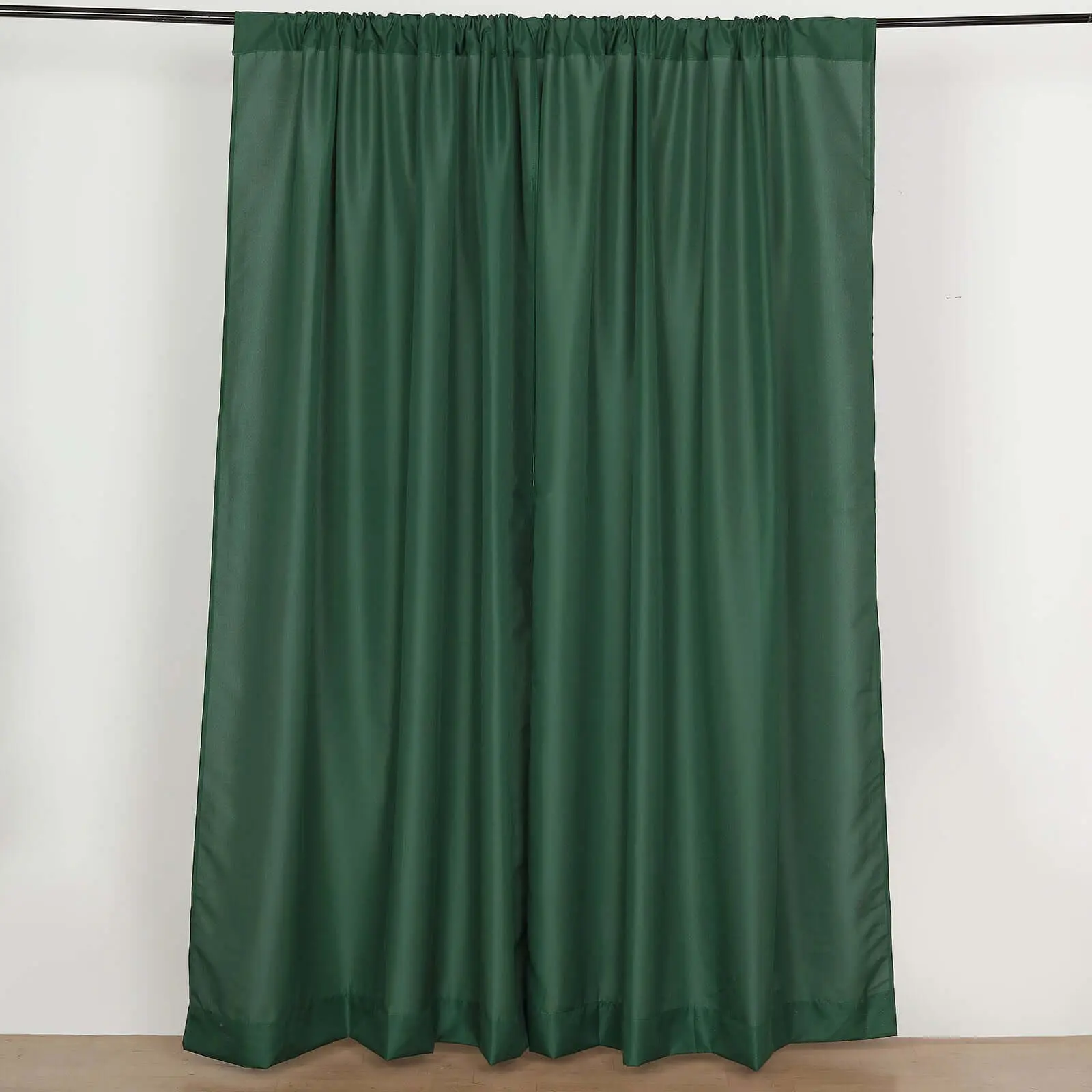 2-Pack Hunter Emerald Green Polyester Backdrop Drape Curtains (5ftx8ft, 130GSM) with Rod Pockets - Home Decoration Curtain, Interior Decoration Accessories, Green Screen Fabric Festive Backdrops & Banners, Event Divider Panels