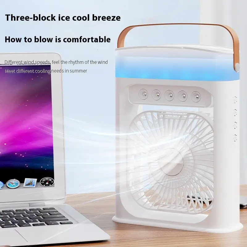 Five-Hole Spray Fan Desktop USB Electric Fan, Multi-Function Humidifier Fan, Two-In-One Office Cooling Mist Machine, Integrated Misting Fan, Multifunctional Fan