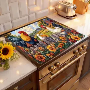 Soft Electric Stove Cover Cook Top Panel Protector Pad,Farm Chicken Pattern, Scratch-Resistant, Easy to Clean, Kitchen Counter Cover, Mother's Day Gift