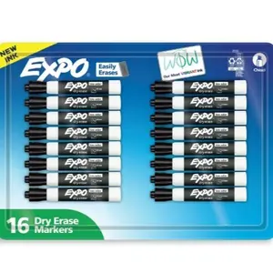 EXPO Dry Erase Markers, Black, Chisel Tip, 16 Count