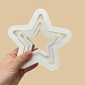 3pcs Nordic Hollow Star Decorations, White Layered Stars for Christmas Tree Mantel Tabletop, Festive Home Ornament Set