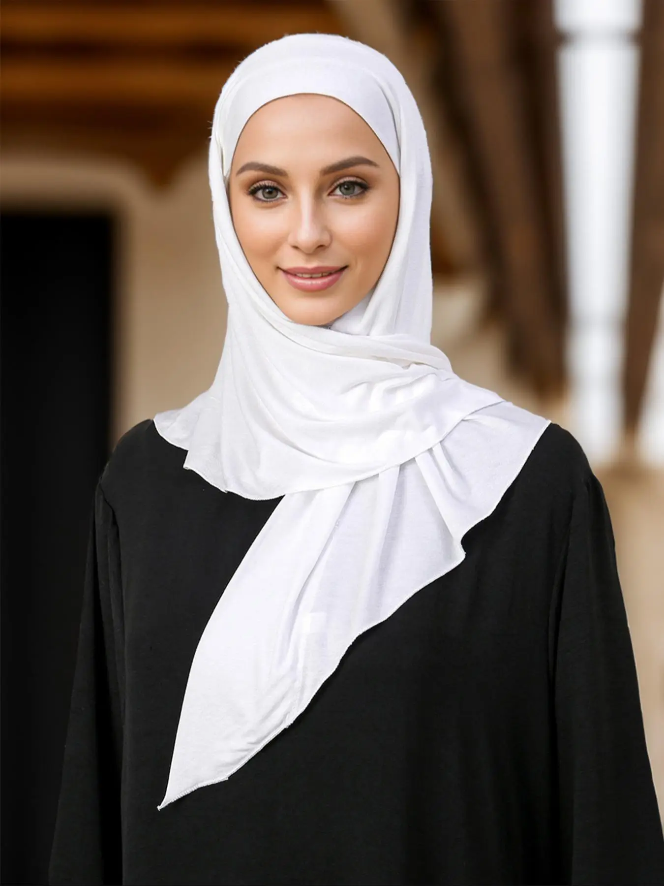 Women's Solid Color Instant Hijab, Modest Casual Chic Breathable Hijab for Daily Wear, Fashionable Muslim Clothing for Women