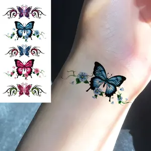 2pcs Waterproof Temporary Butterfly Tattoo Stickers, Realistic Sleeve Faux Tattoos for Men & Women, Long-Lasting Arm, Thigh, Calf, Forearm Designs