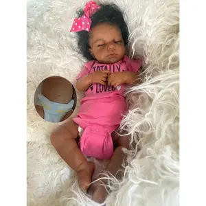 Zero Pam Black Reborn Baby Dolls Silicone Full Body-20 in Realistic Baby Doll, African American Baby Girl,Full Silicone Baby Doll, Black Reborn Dolls with Accessories