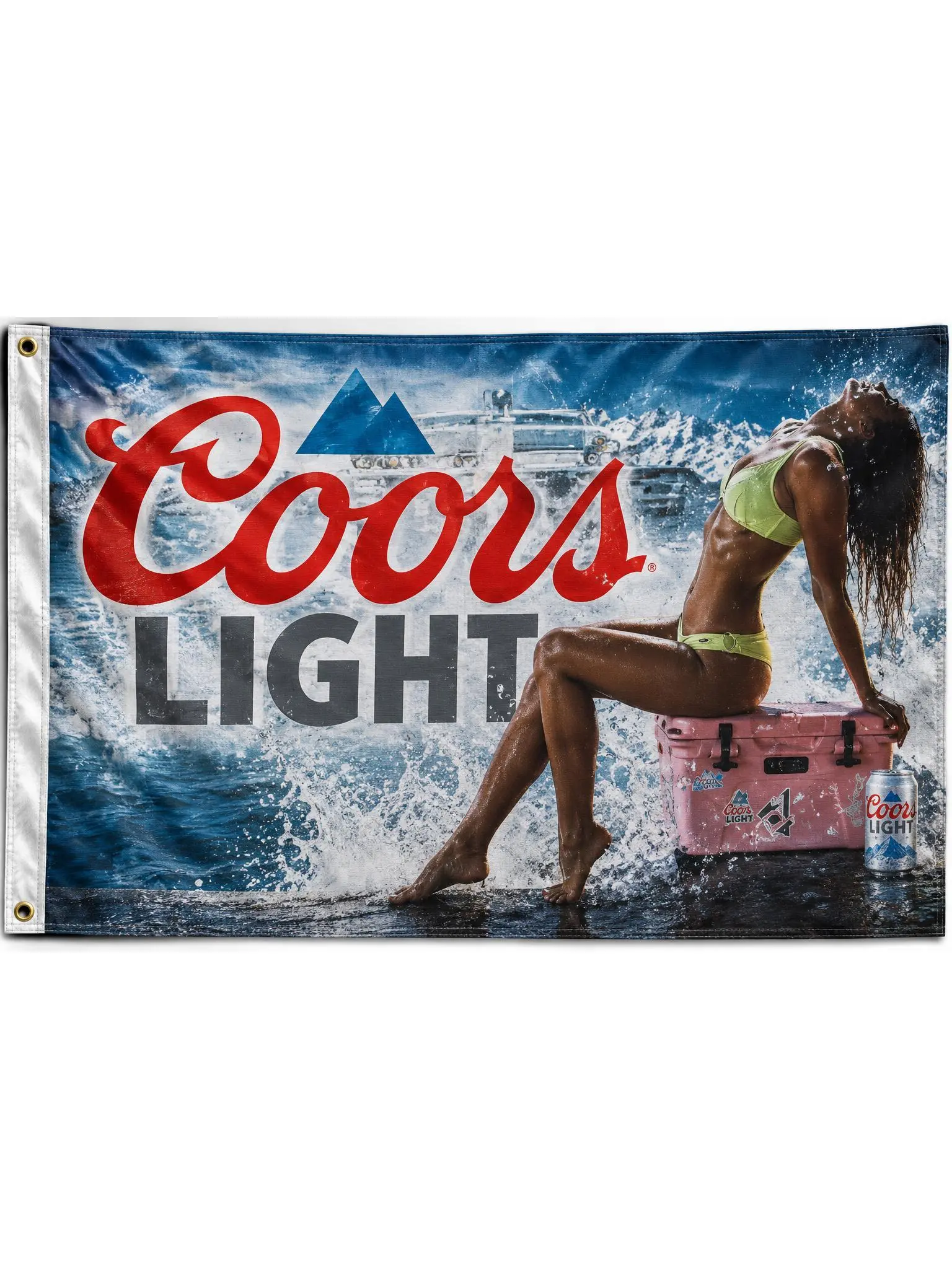 Coors Light Beach Girl Flag 3x5FT, Beer Banner for Garage, Man Cave, Bar Wall Decor