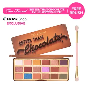 Too Faced Better Than Chocolate Eye Shadow Palette & Free Eyeshadow Brush - High Pigment, Matte & Shimmer