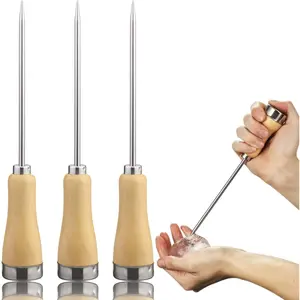 3 Pack Stainless Steel Ice Pick with Safety Wooden Handle for Home Kitchen Restaurant Bar(8.5 Inches) FIREBOOMOON