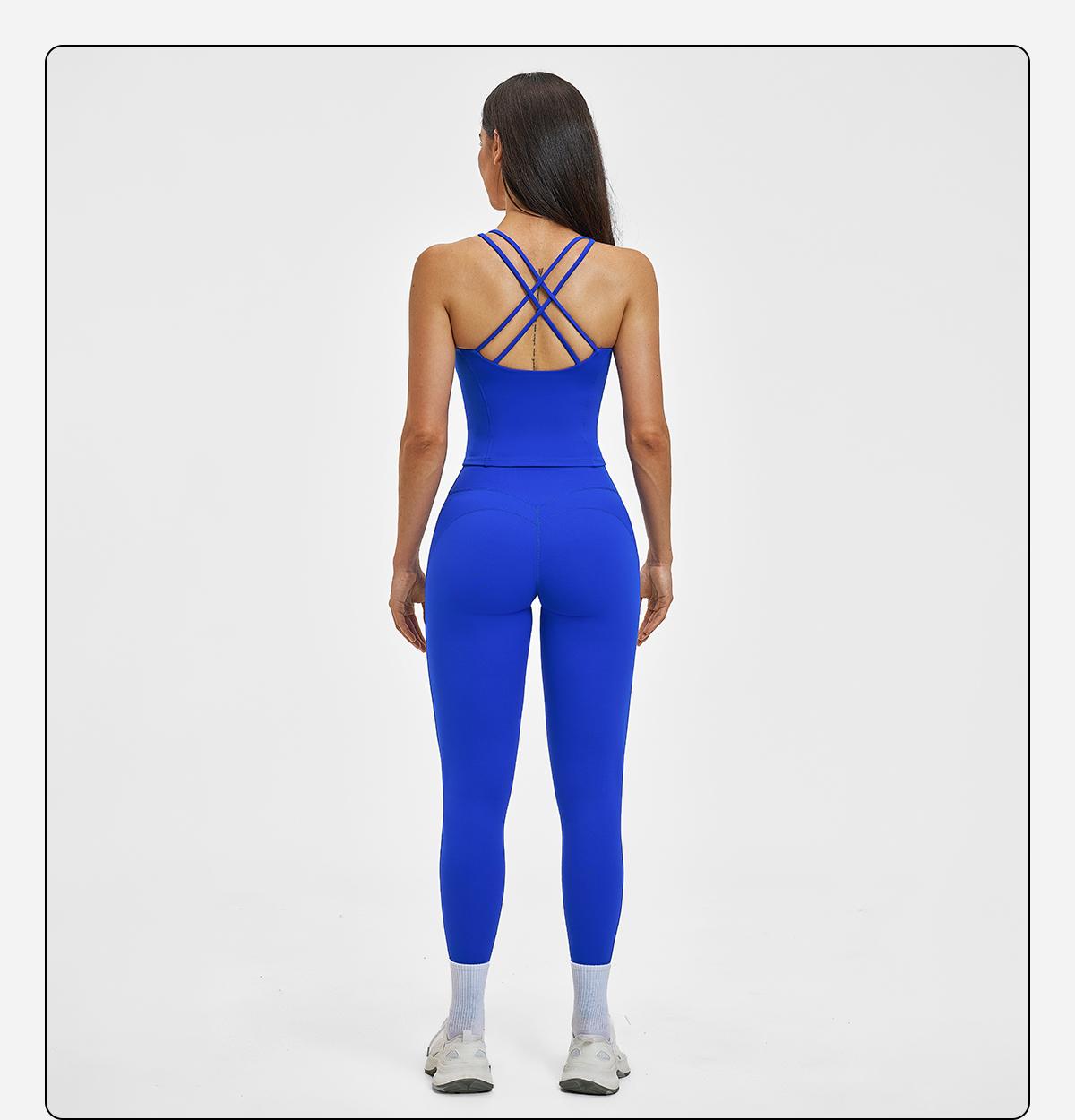 MFVIM Women’s Spring/Summer Fuzzy Sports Set – Crossback Design, Premium Feel Fitness Outfit for Outdoor Casual Running and Yoga