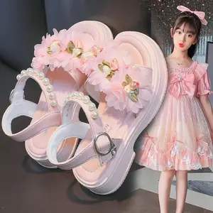 Girls Sandals, 2025 Summer New Mid-to-large Children's Soft Sole Shoes, Girls' Fashionable Princess Comfortable And Cute Daily Shoes