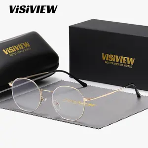 VISIVIEW unisex retro full-frame glasses with anti-blue lightoval frameand clear lenses