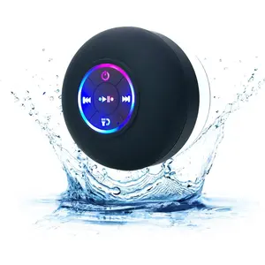 Shower Speakers Bluetooth Wireless Waterproof Suction Cup Bluetooth Speaker Large Suction Cup Waterproof Bluetooth Speaker LED Light Light Waterproof Bathroom Bluetooth Speaker Black Audio Portable Stereo Wireless Connection Dustproof Mp3 Smartphone