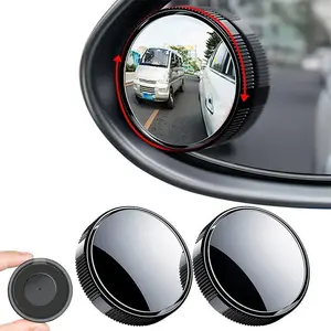 Car Rearview Mirror, 360 Degree Blind Spot Car Rearview Mirror, Reusable Round HD Glass Convex Rearview Mirror with Suction Cup for Cars, SUVs and Trucks