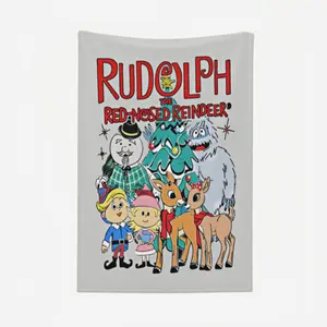Rudolph the Red-Nosed Reindeer Christmas Tree & Mistletoe Print Bed Blanket for Adults & Teens Skin-Friendly Stain Resistant Holiday Bedroom Decor Warm Game Night Pick