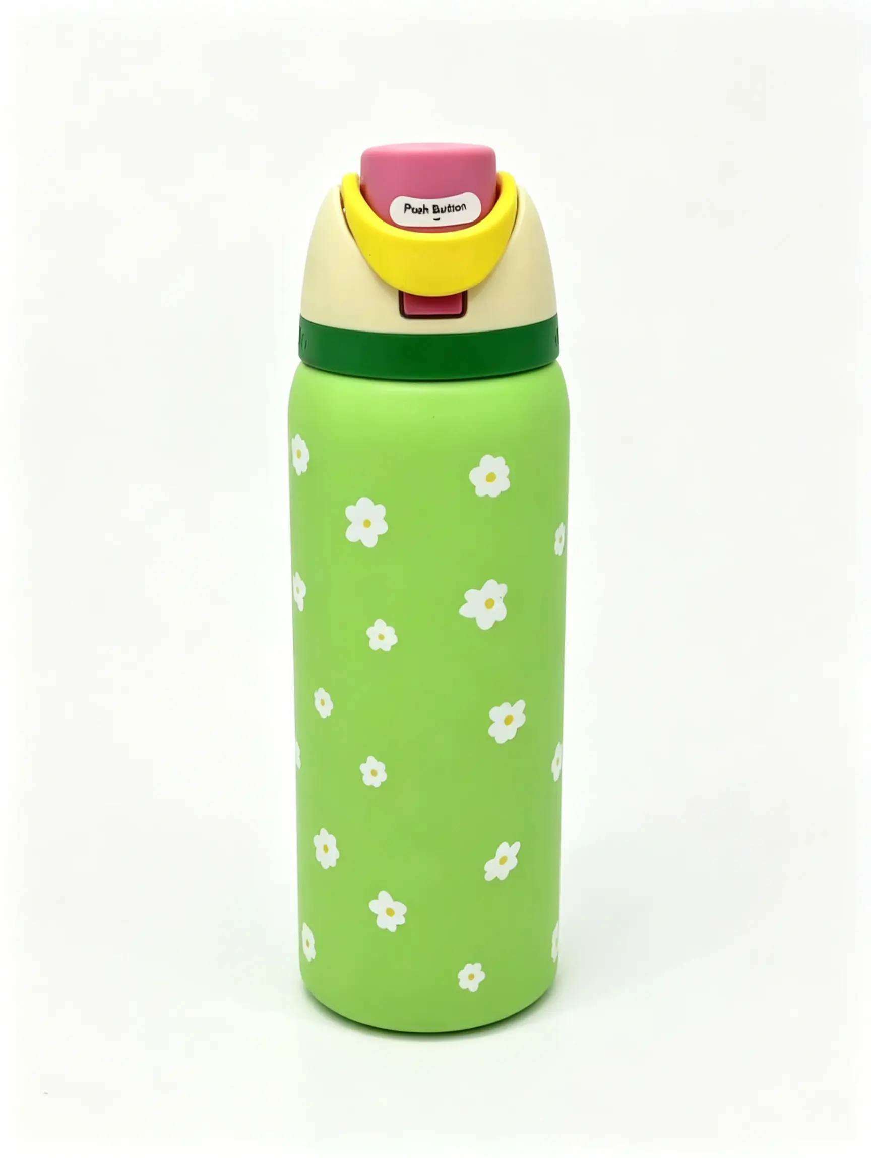 Owala 32oz Modern Green Daisy Print Insulated Stainless Steel Water Bottle - Leak-Proof Flip Lid, 24 Hours Cold Retention, Anti-Scalding, Explosion-Proof, Heat Resistant Kitchenware Drinkware Flask