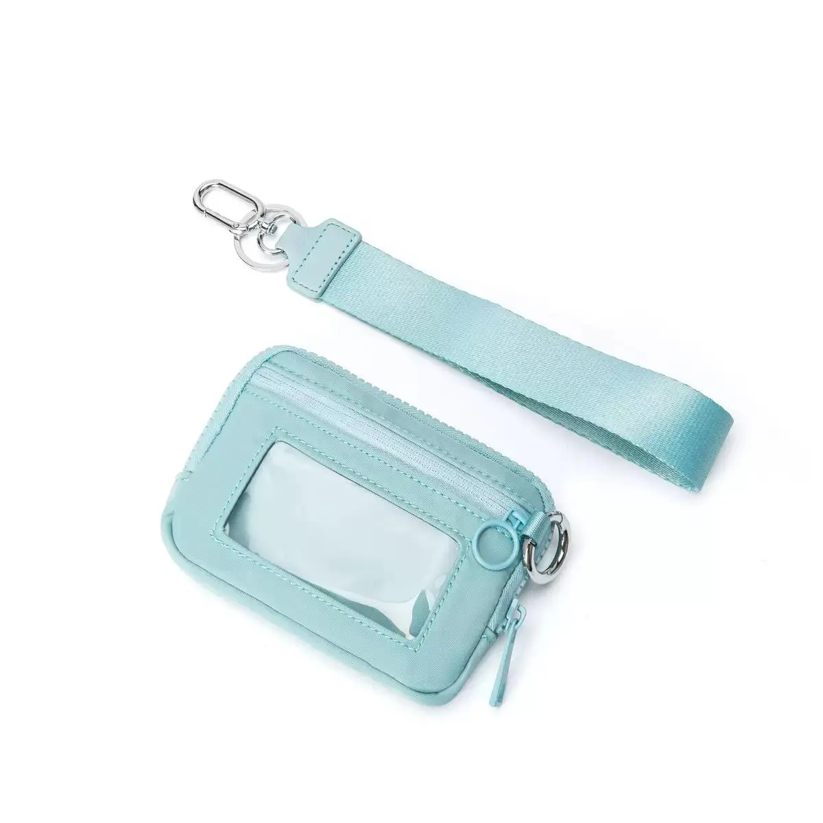 [CC SHOP]Women Mini Nylon Clear ID Card Wristlet Coin Purse, Detachable Wrist Strap Zipper Card Holder, Portable Small Pouch for Keys Coins Lipstick Travel Daily Use