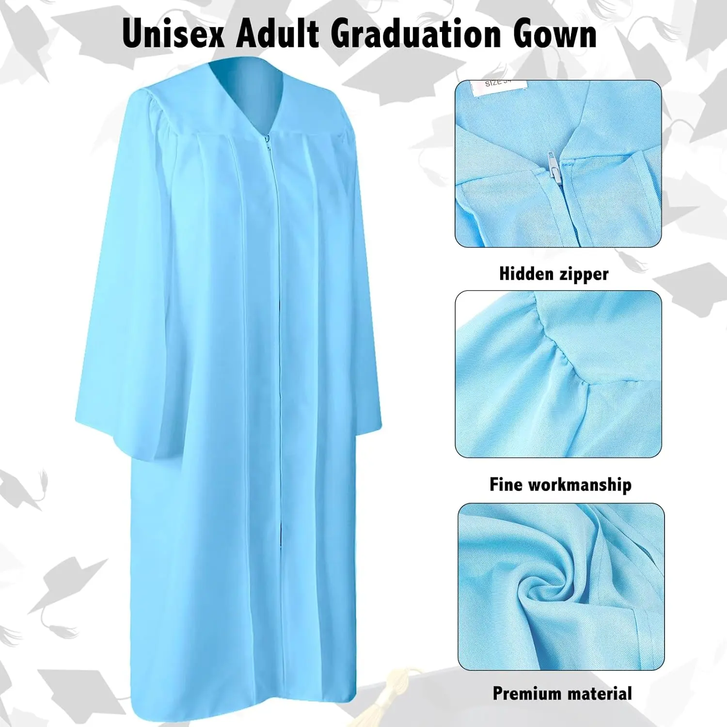 Matte Graduation Cap and Gown 2026 Set with Tassel Graduation for High School College Bachelor Matte Graduation Cap and Gown 2026 Set with Tassel Graduation for High School College Bachelor
