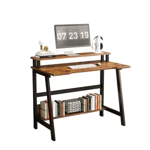Computer Home Office Desk, 31.5" Desk for Small Spaces with Storage Shelf,Small Computer Desk with Monitor and Bookshelf, Modern Simple Style Laptop desk ， Organization Work Essentials
