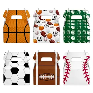 6pcs Sports Theme Party Supplies, Football Baseball Basketball Pull Flags, Birthday Decorations for Boys, Handheld Paper Boxes