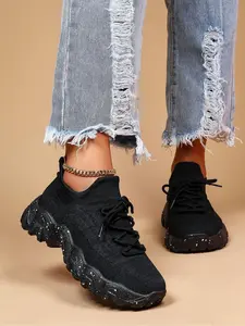 Women's Fashionable Lace Up Low Top Chunky Sock Shoes, Casual Comfortable Breathable Sports Running Shoes, All-match Casual Shoes for Daily Wear