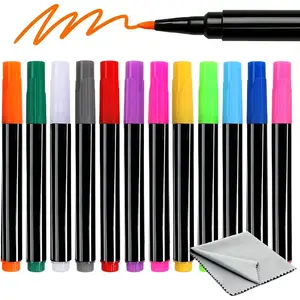 12-Color Markers for LED Drawing Board, Erasable Light Board Marker Pens for LED Note Board  Dry Erase Board Fridge Calendar Doodle Book with Microfiber Cleaning Cloths