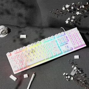 EWEADN GX30Z Wired Gaming Keyboard, Silent 104-Key Full-Size with Rainbow Backlighting, Numeric Keypad, Quiet Keys for Smooth Typing, Backlit Keyboard