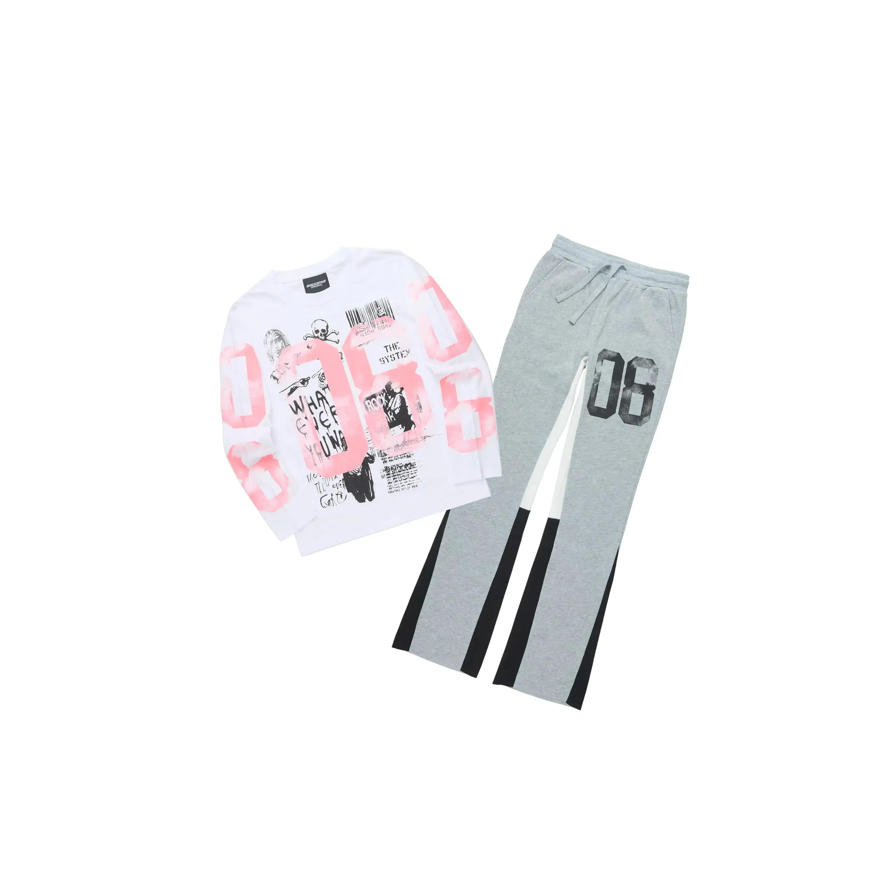 Girls Kammy White/Grey L/S Graphic T-Shirt Track Set Girls Kammy White/Grey L/S Graphic T-Shirt Track Set