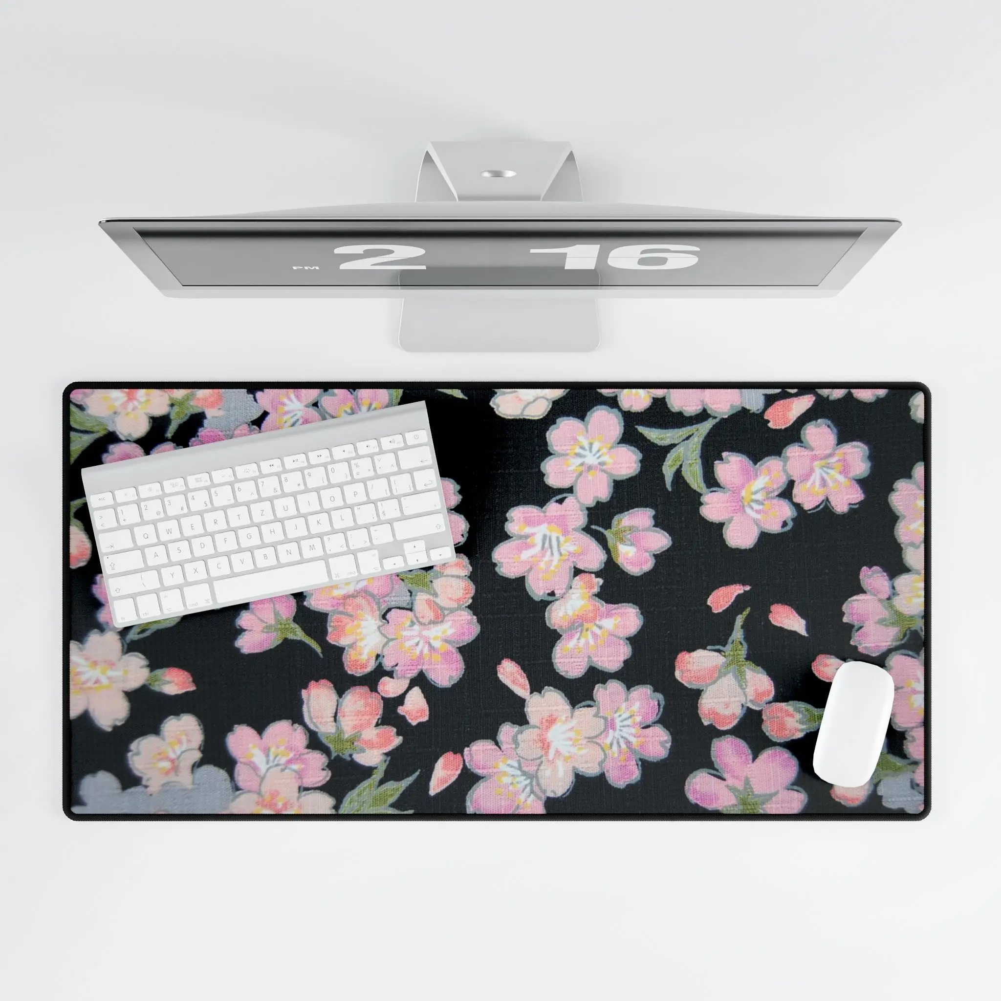 Textured Florals with black background - Mouse pad large desk mats