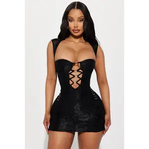 Liliana Lace Micro Mini Dress - Black