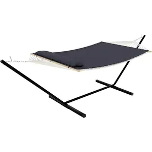 【Christmas Gift】2-Person Hammock Suite with Collapsible Steel Frame – Backyard Oasis & Camping Essential (450lb Support, UV-Resistant + Storage Bag),Dark Gray (Flat)