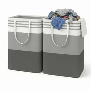 Large Collapsible Laundry Hamper, Waterproof Fabric Laundry Basket with Handles, Dirty Clothes Storage Bin, Foldable Organizer for Bedroom, Bathroom, Dorm, Home, Laundry Room Essentials