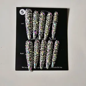 Ice Crystal Nails - Silver Color, 10 Pieces, 1 Pack, Perfect for Nail Decoration, Glamorous & Transparent, Handcrafted