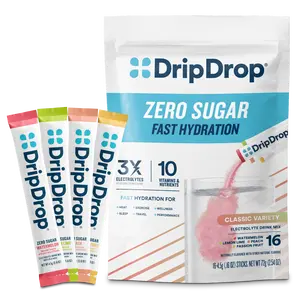 DripDrop Zero Sugar Classic Variety Pack Electrolyte Powder, 8 oz sticks, 16 count