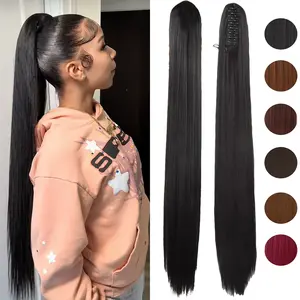 Twicebeauty Ponytail Extension 30 Inch Long Straight Ponytail Synthetic Hairpieces Fake Pony Tails Natural Soft Clip in Hair Extension ponytail for Women